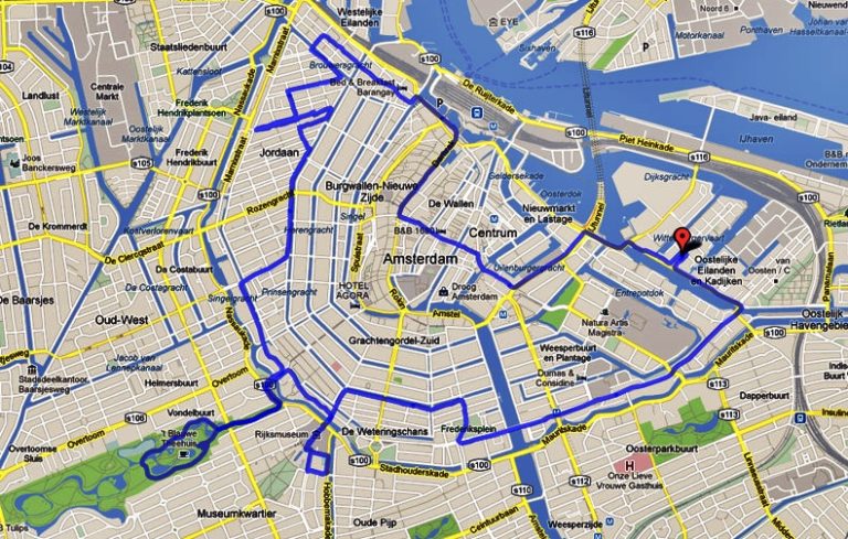 amsterdam canal cruise route map