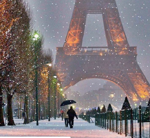 Paris in Winter Eiffel Tower 